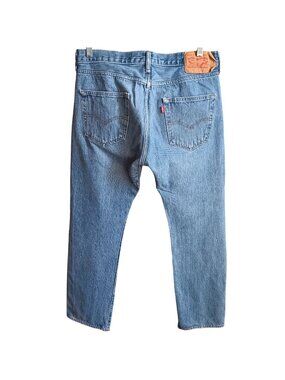 33x30 Men's Levis 501 Jeans Original Fit Blue Buttonfly Grunge Fade Punk Rock